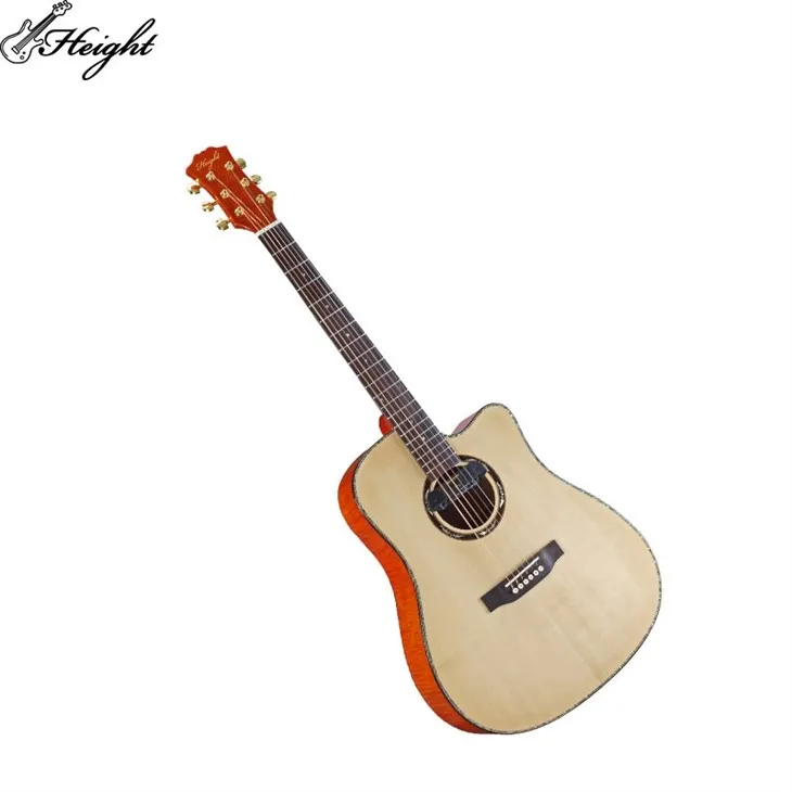 Custom Guitar All Solid Best Acoustic Guitar Brands 41inch Solid Top Cutaway Acoustic Flamed Okoume
